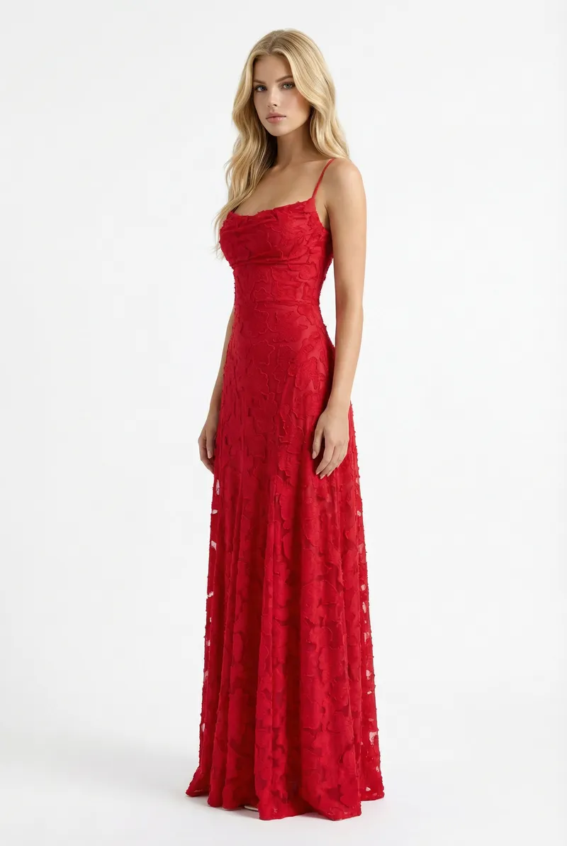 Francis Butterfly Maxi Dress - Red
