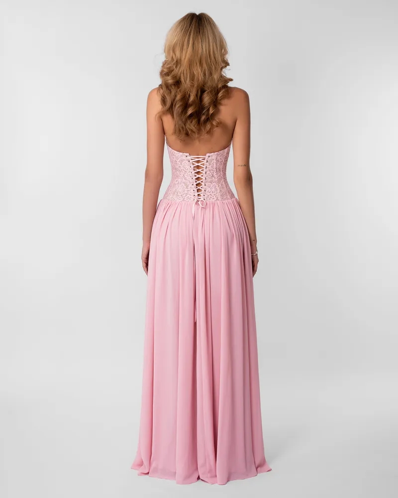 Isabella Lace Maxi Dress - Pink