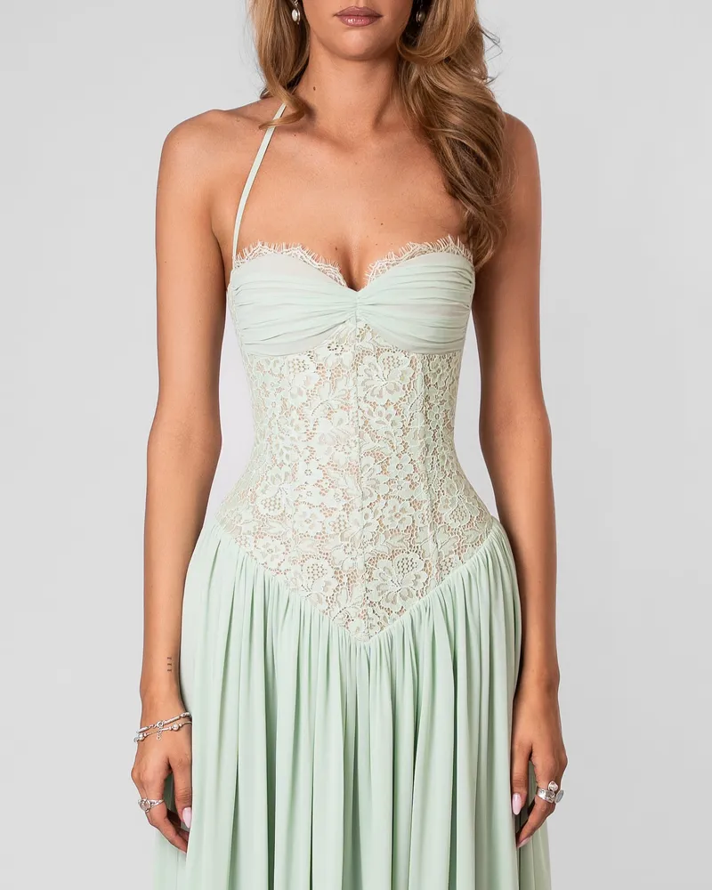 Isabella Lace Maxi Dress - Mint