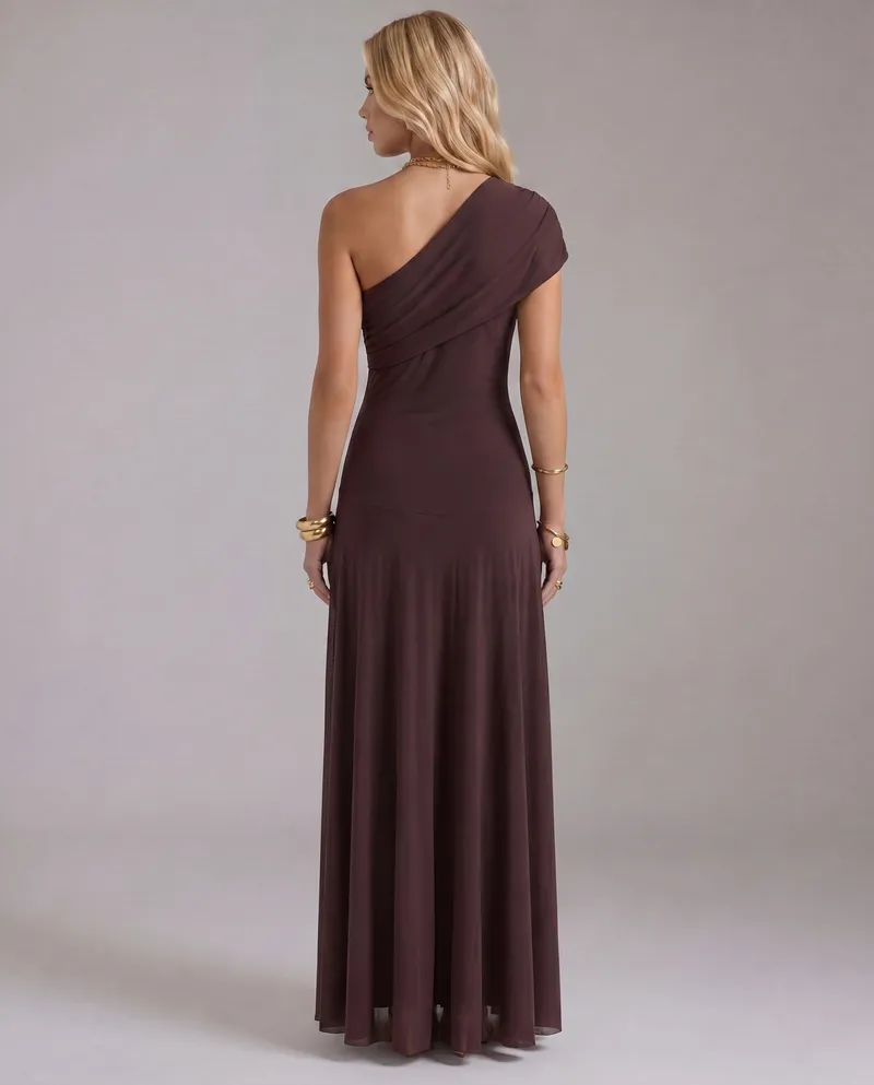 Milena Draped Maxi Dress - Brown