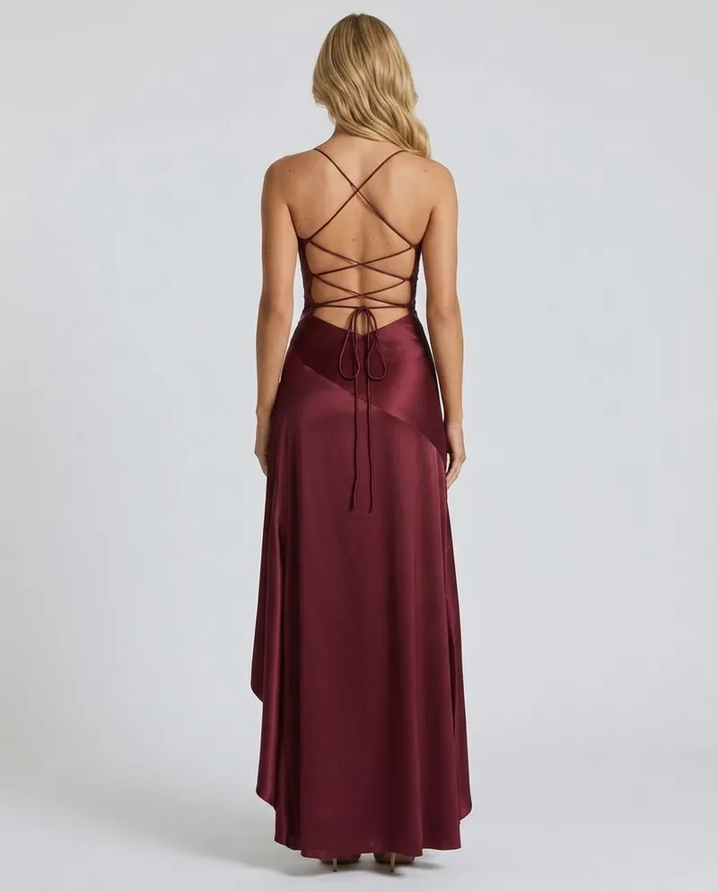 Rosalie Cowl Maxi Dress - Cherry Lacquer