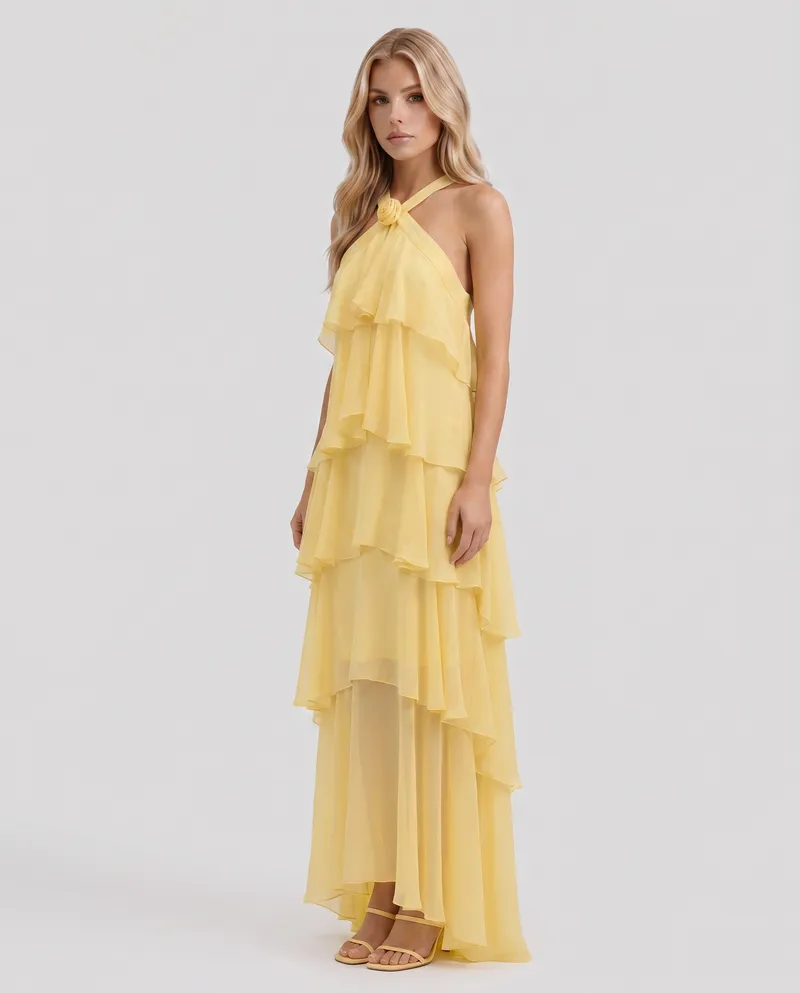 Felicia Tiered Maxi Dress - Yellow