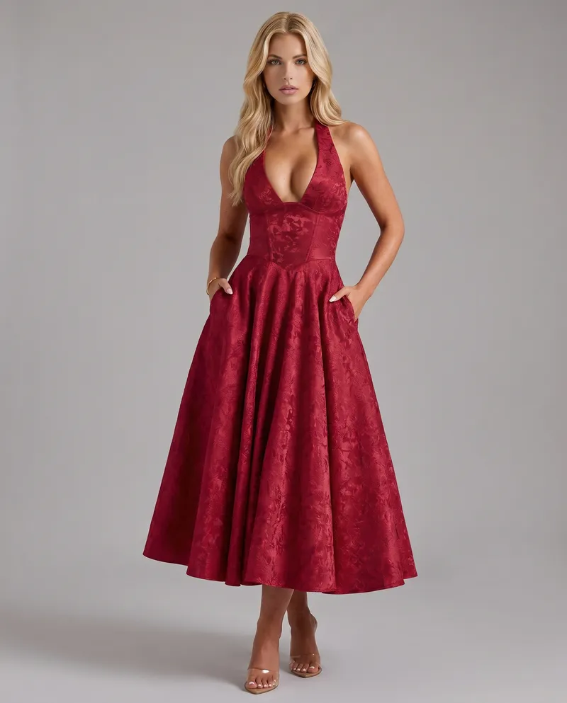 Effie Midi Dress - Red