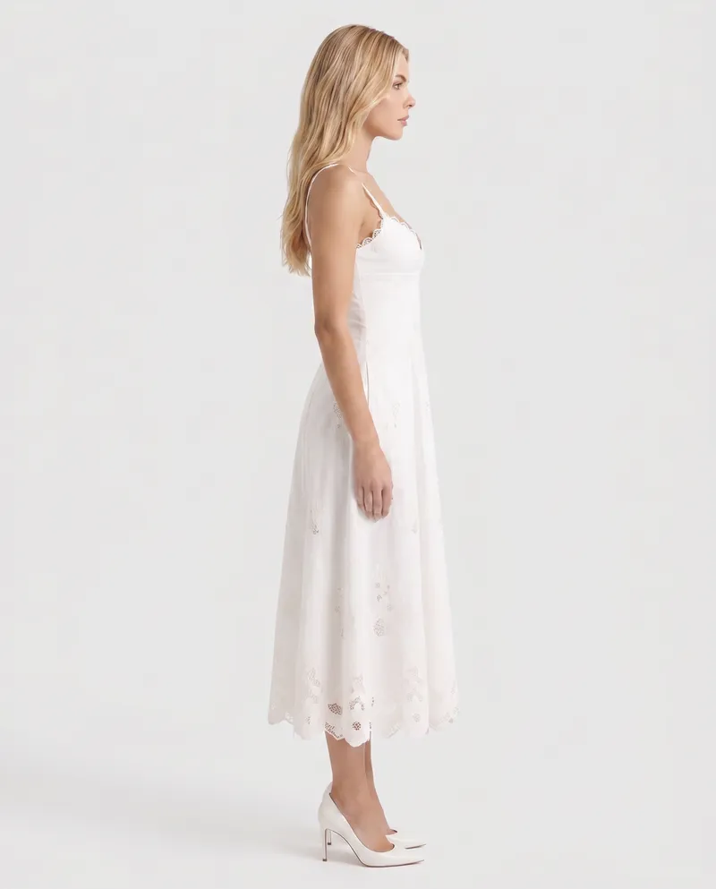 Sara Flare Midi Dress - White