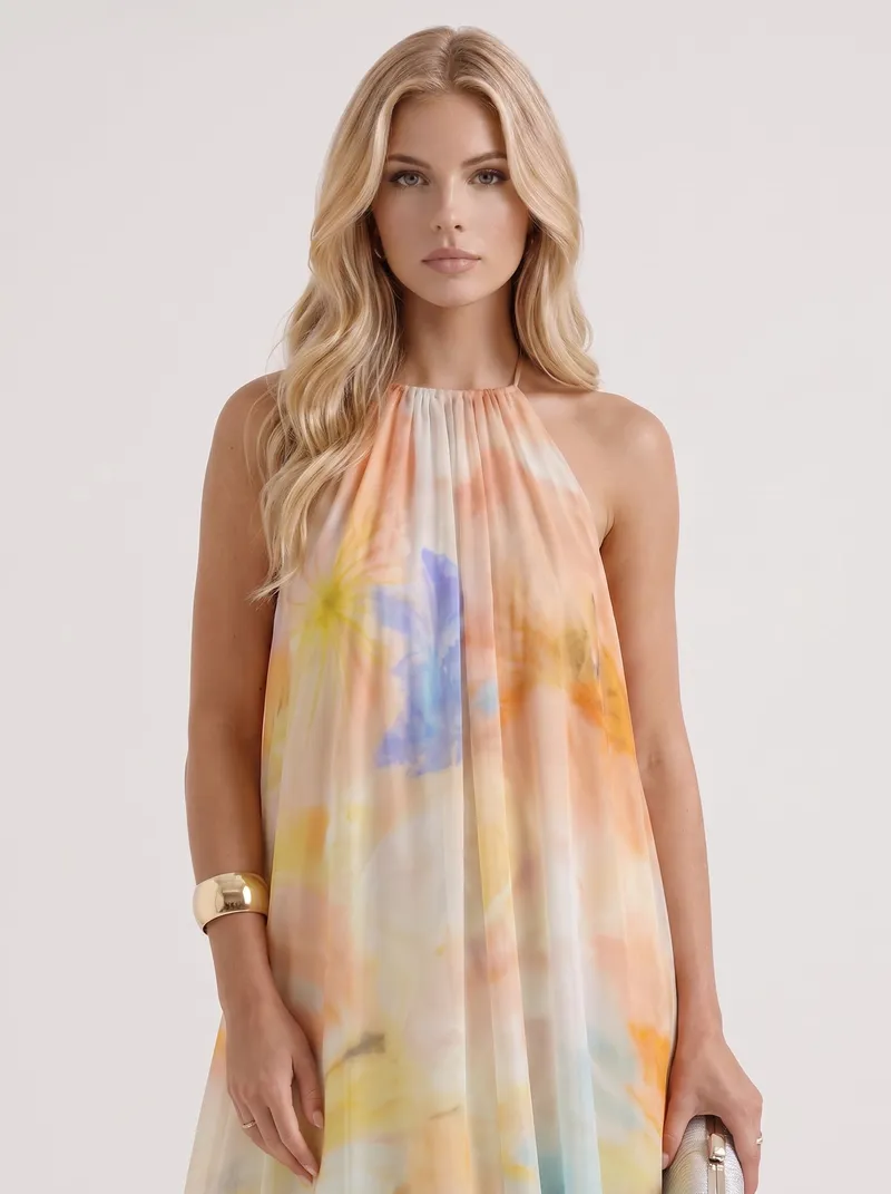 Sylvie Chiffon Maxi Dress - Orange