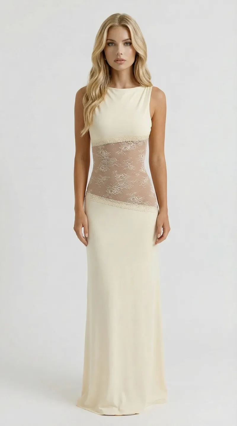 Lucy Lace Maxi Dress - Yellow