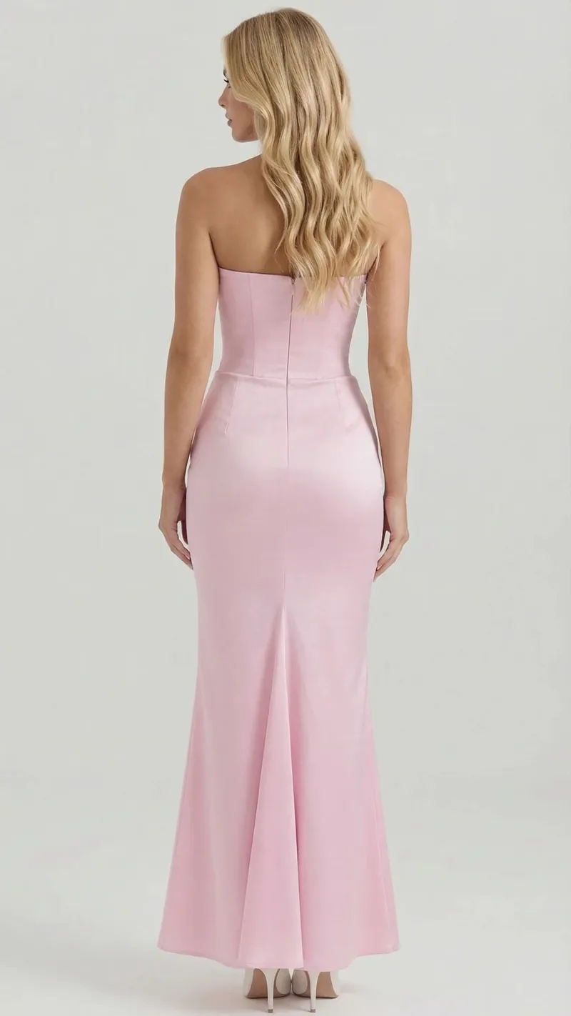 Scarlet Corset Strapless Maxi Dress - Pink