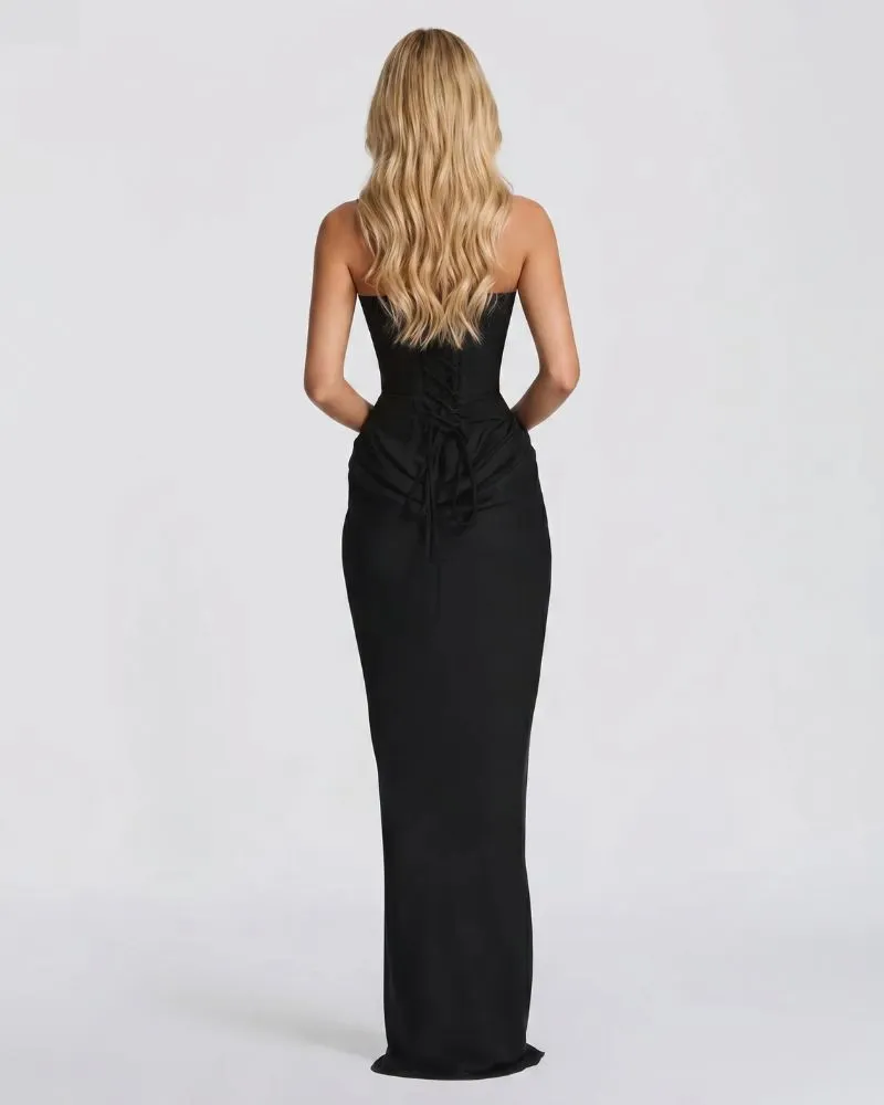 Cerene Corset Maxi Dress - Black