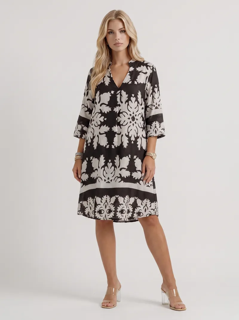 Marije Floral Midi Dress - Black