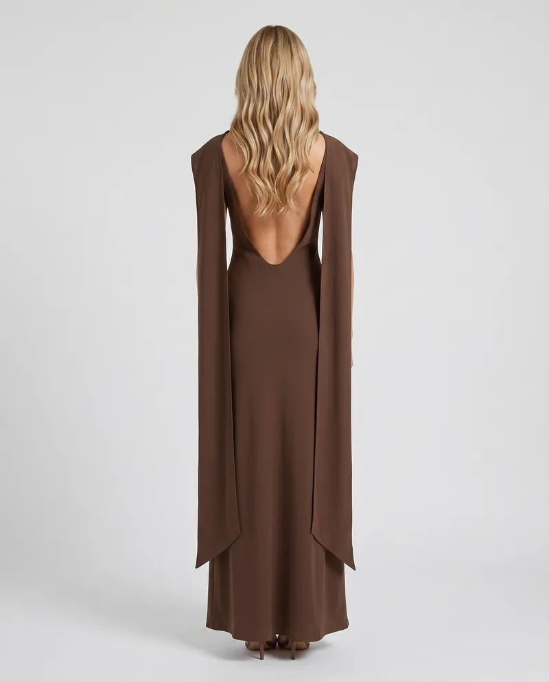 Vivienne Drape Maxi Dress - Chocolate