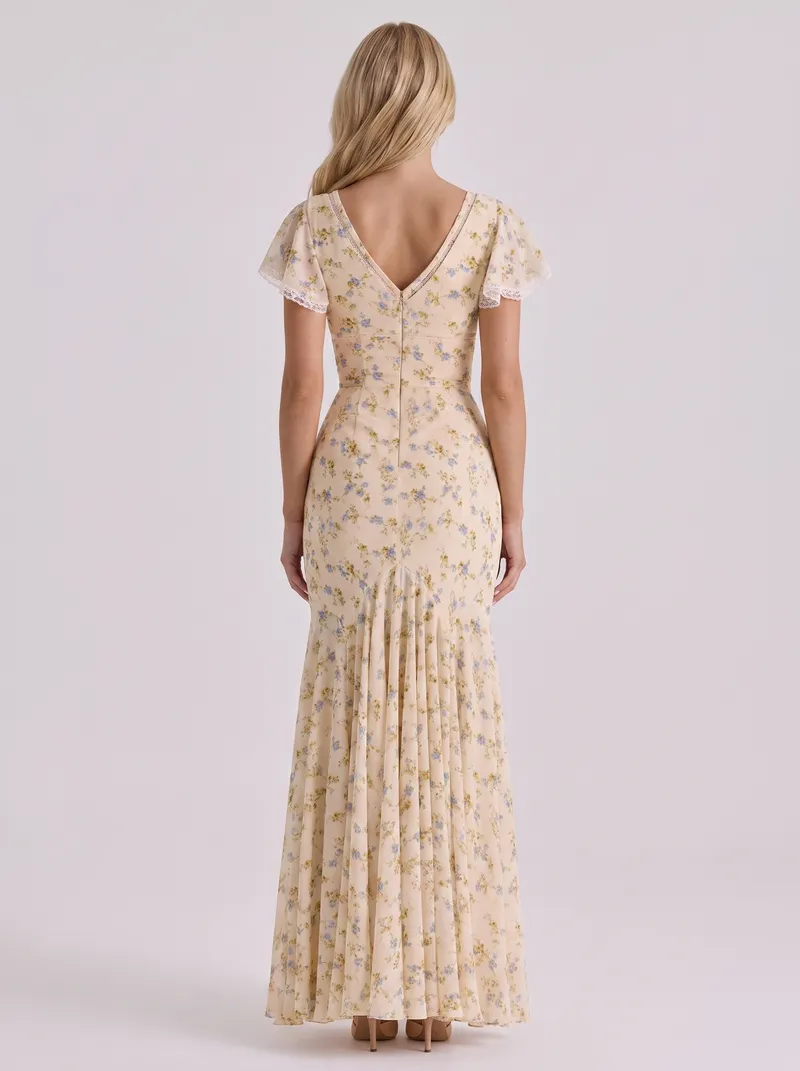 Genevieve Flutter Maxi Dress - Lemon