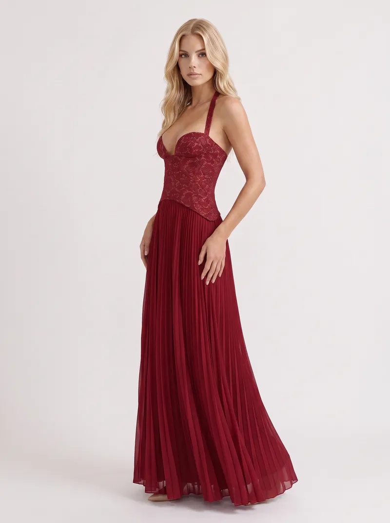 Anneliese Lace Maxi Dress - Red