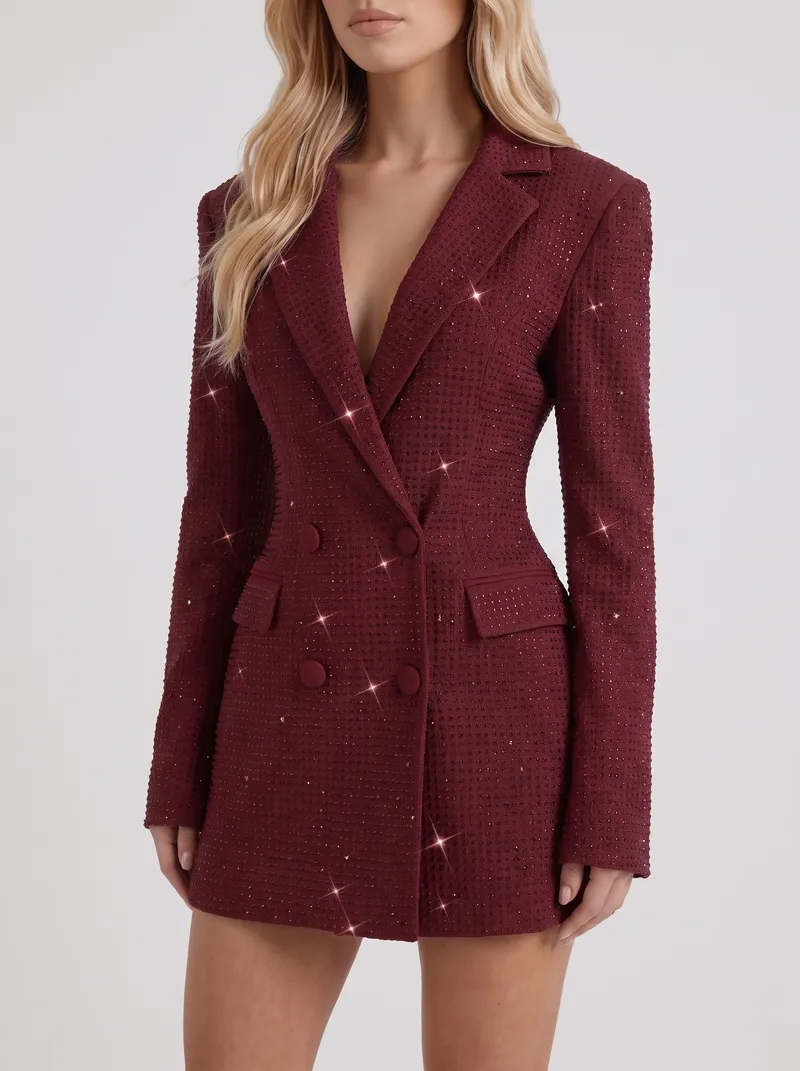 Della Blazer Mini Dress - Burgundy