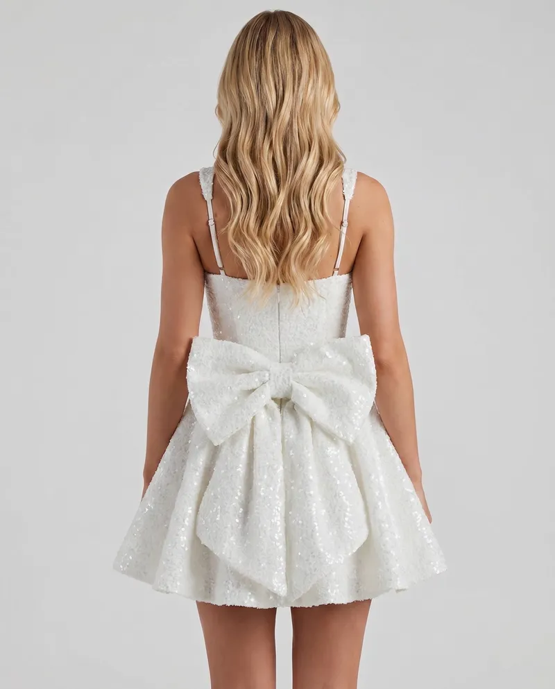 Dorothy Bow Mini Dress - Ivory