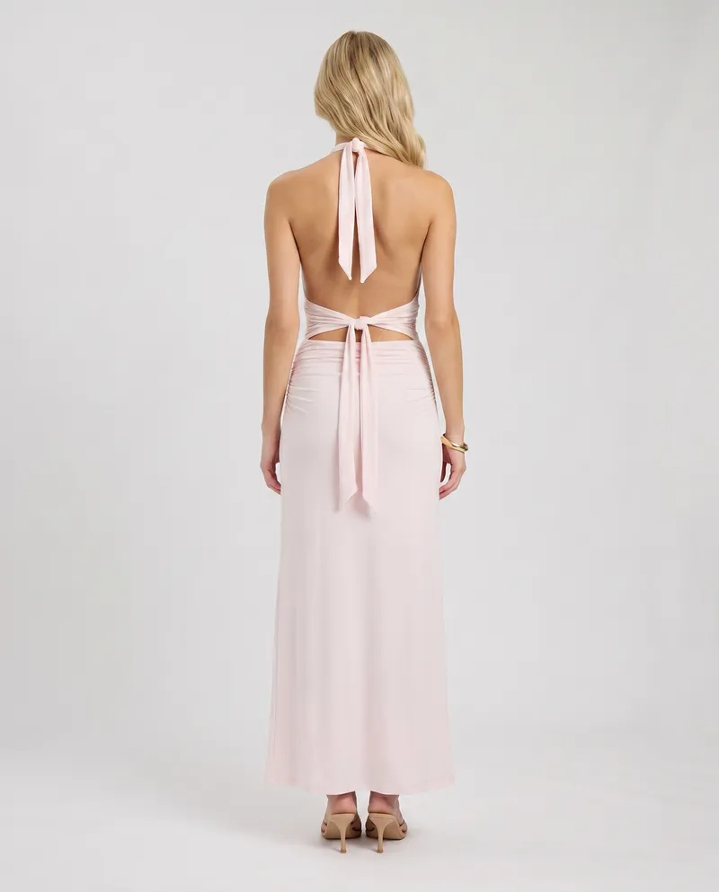 Megan Plunge Maxi Dress - Pink