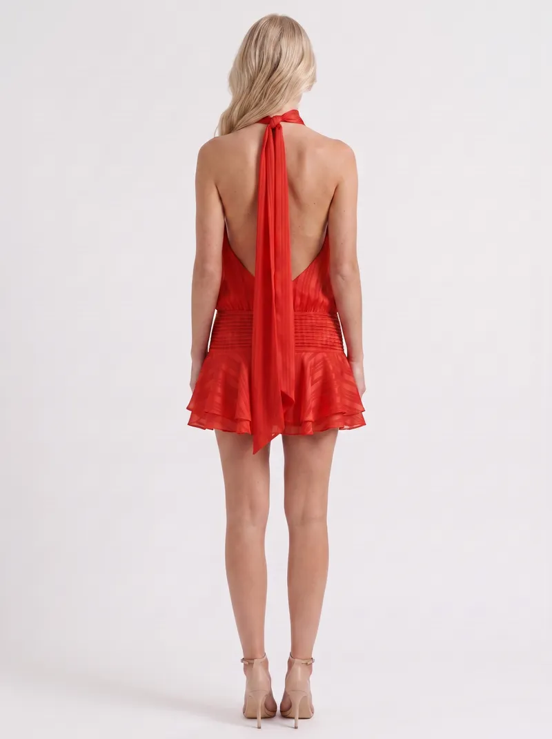 Freya Ruffle Mini Dress - Red