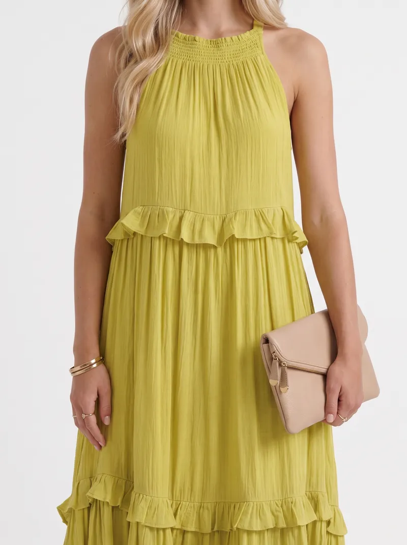 Thea Tiered Maxi Dress - Yellow