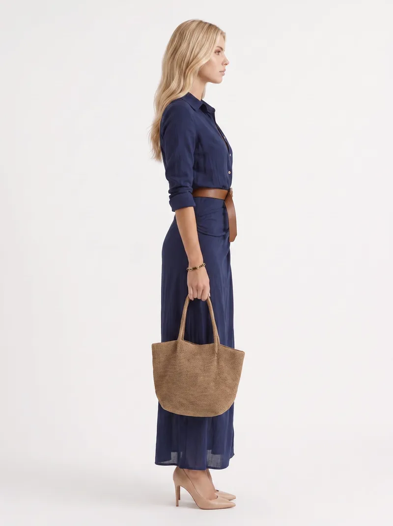 Hadley Collared Maxi Dress - Navy