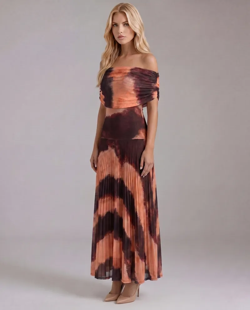 Milena Draped Maxi Dress - Brown