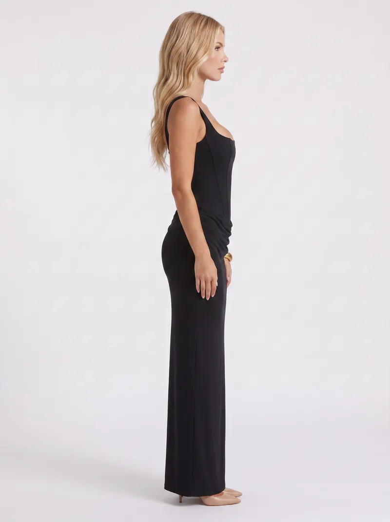 Octavia Corset Maxi Dress - Black