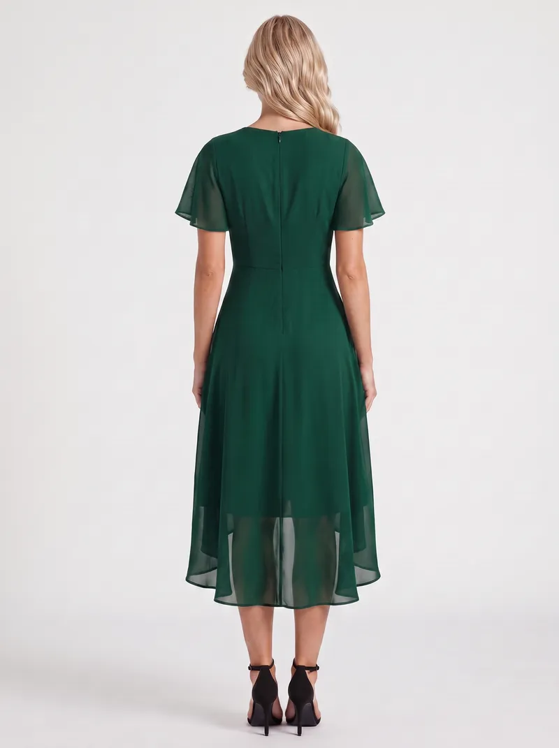 Calliope Ruffle Midi Dress - Dark Green