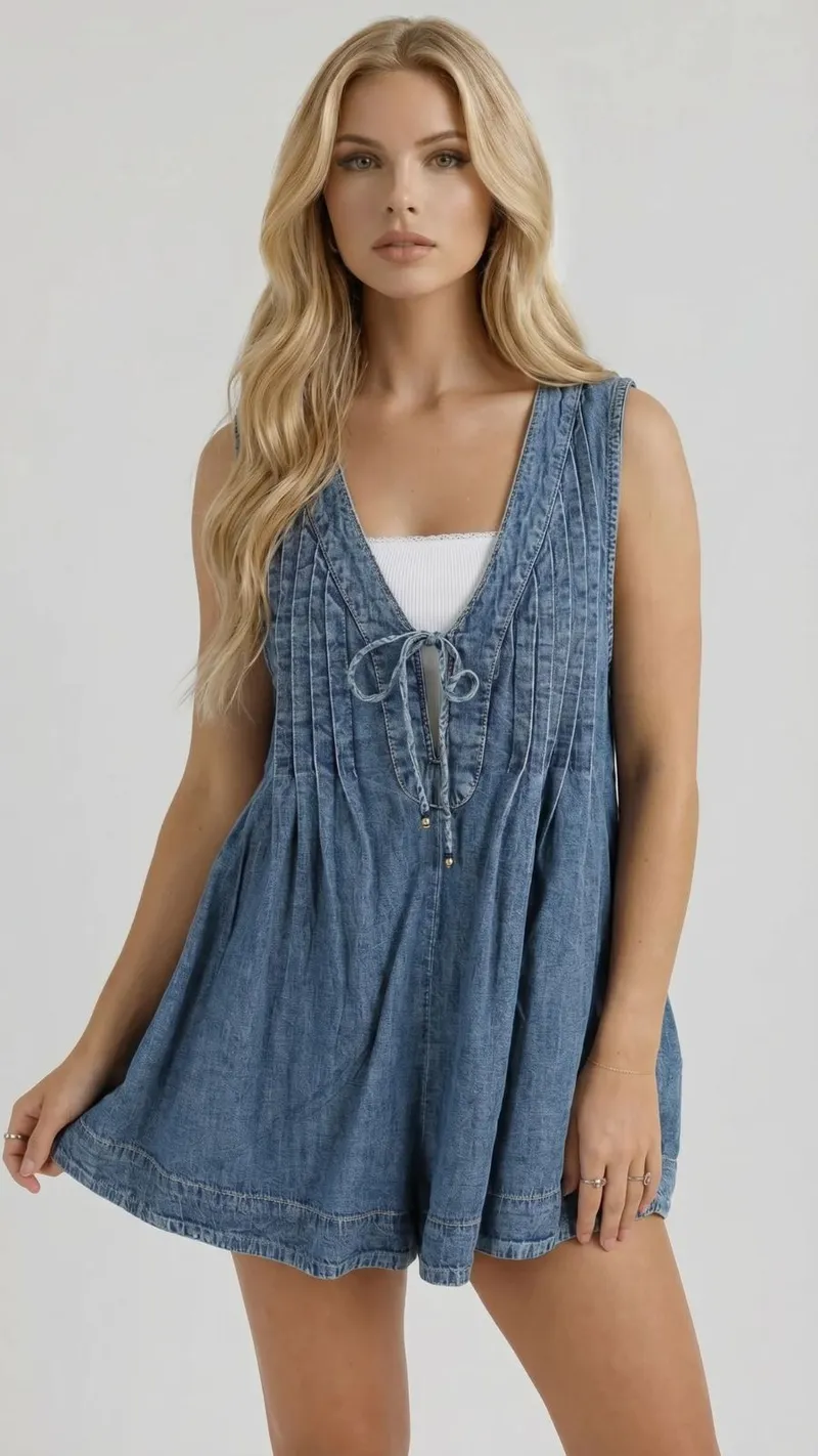 Mia Denim Tie Mini Dress