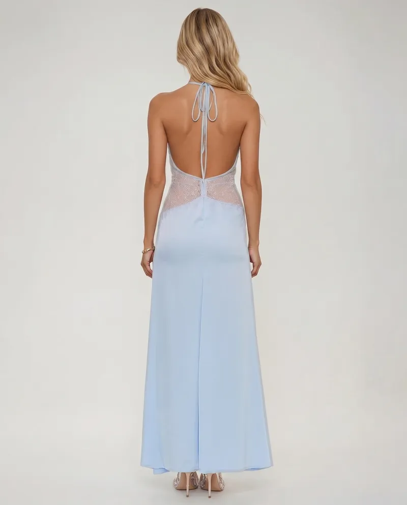 Dina Lace Maxi Dress - Light Blue