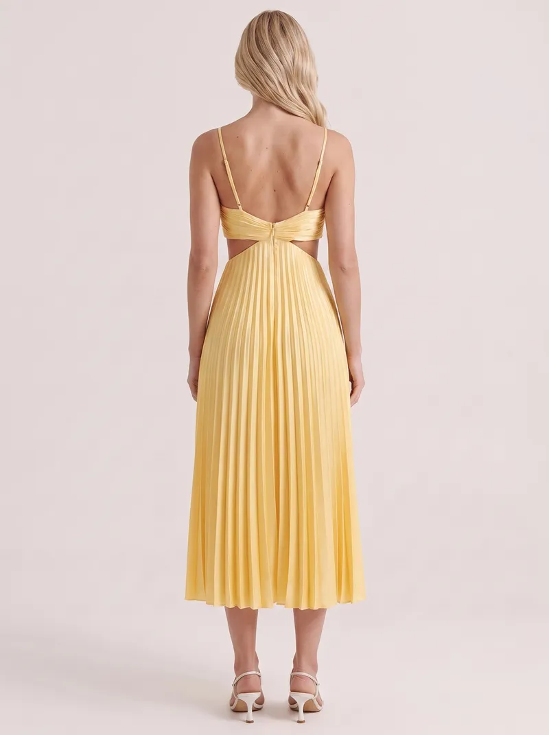 Zara Cutout Midi Dress - Yellow