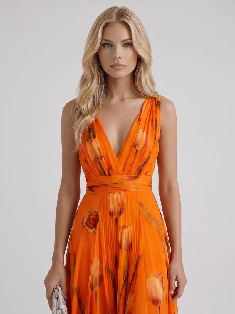 Fleur Floral Maxi Dress - Orange