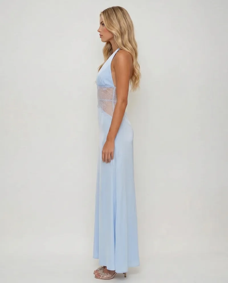 Dina Lace Maxi Dress - Light Blue
