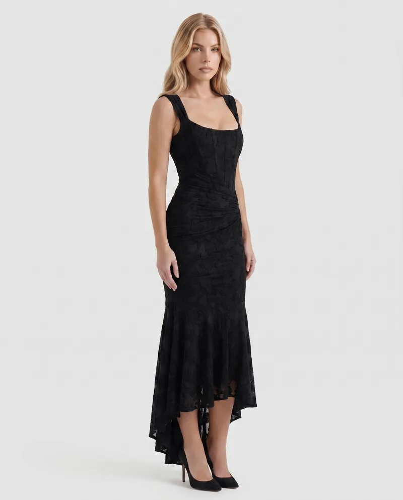 Carisia Corset Maxi Dress - Black