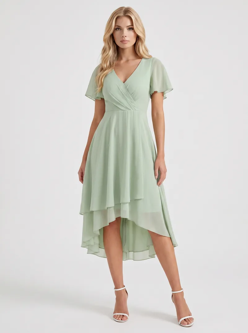 Calliope Ruffle Midi Dress - Light Green