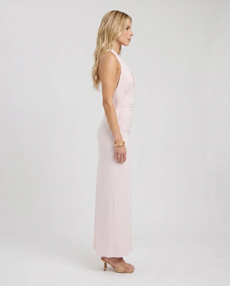 Megan Plunge Maxi Dress - Pink