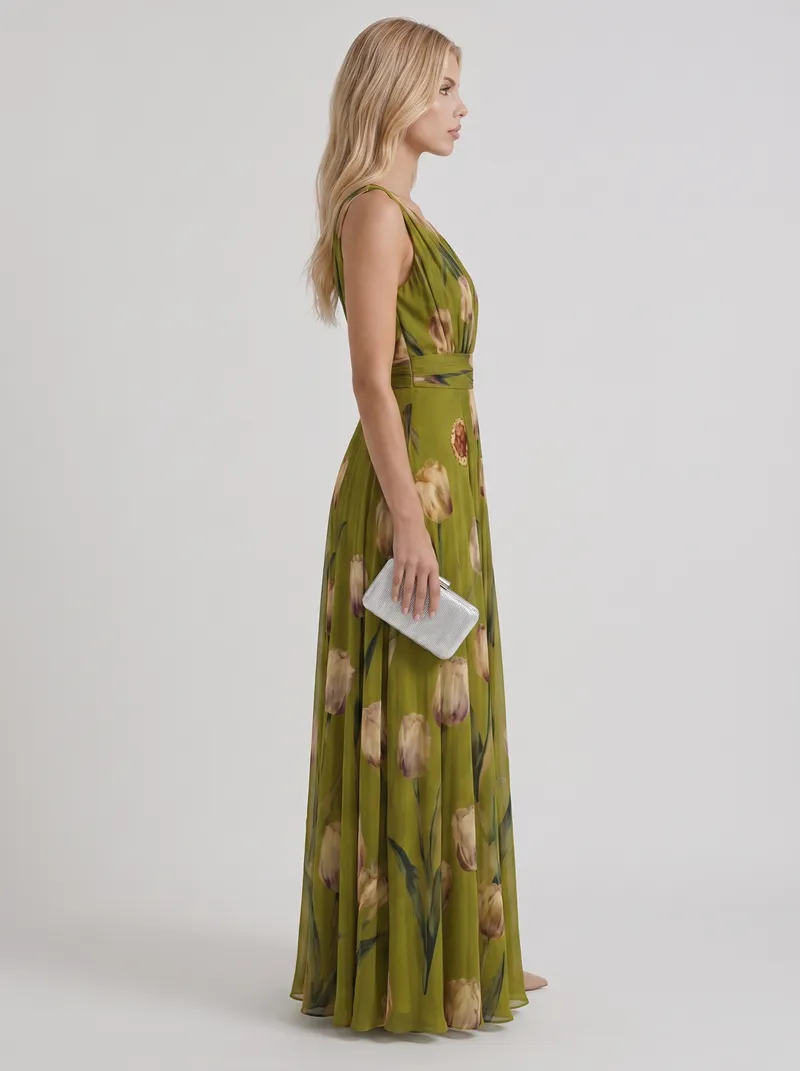 Fleur Floral Maxi Dress - Green
