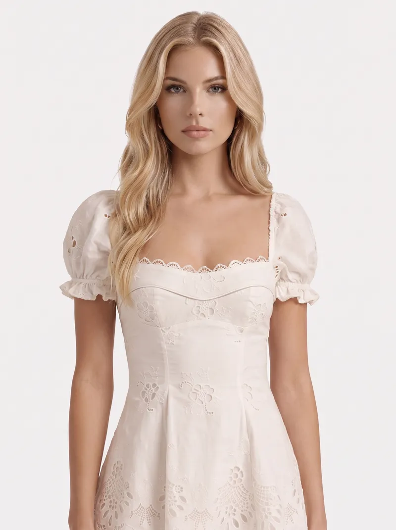Madeleine Eyelet Mini Dress - White
