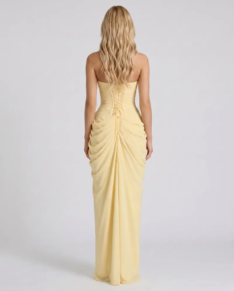 Cyrana Ruched Maxi Dress - Yellow