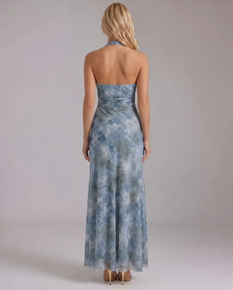 Sarah Plunge Maxi Dress - Blue