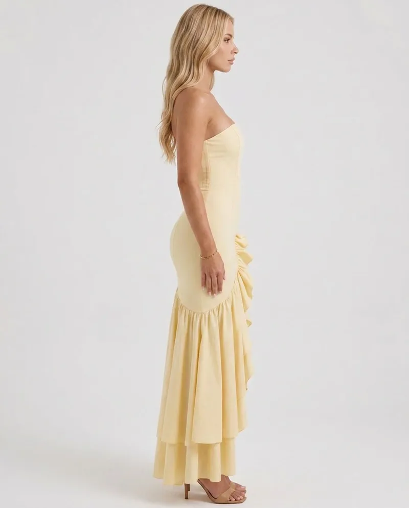 Eloise Ruffle Maxi Dress - Lemon