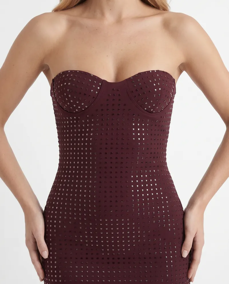 Skylar Rhinestone Mini Dress - Red