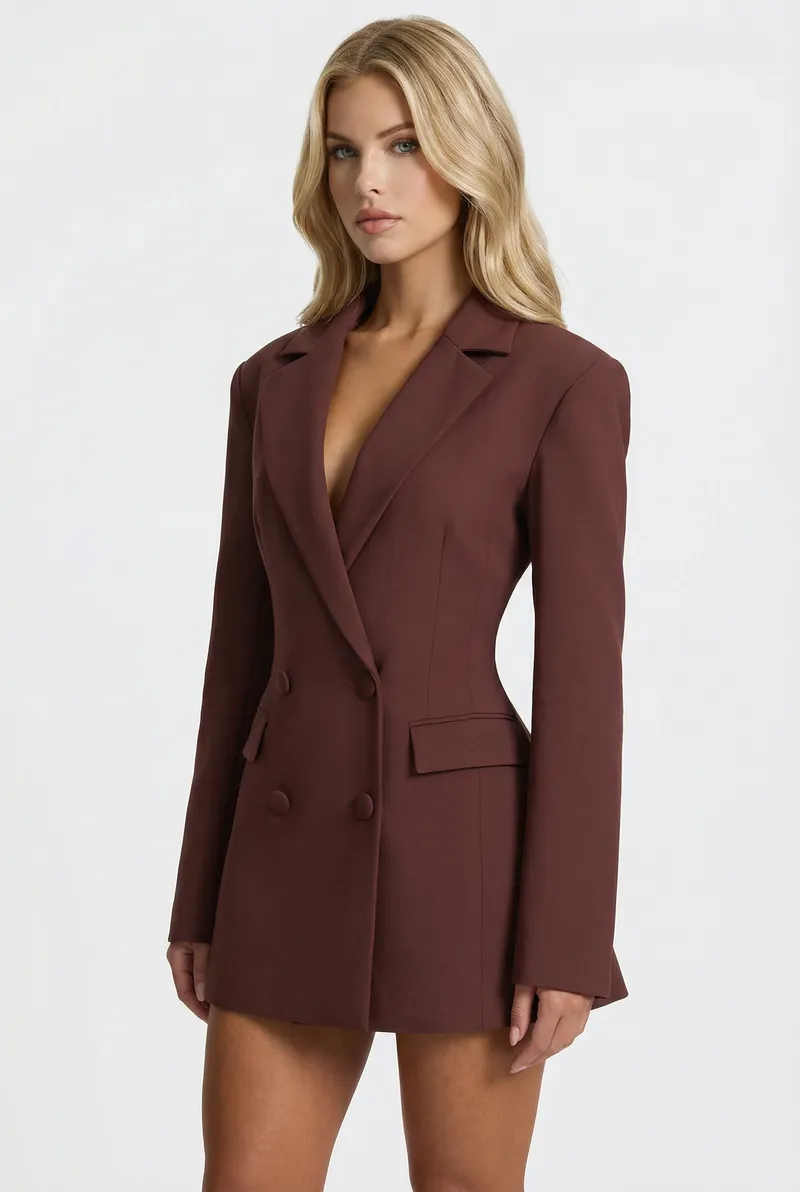 Colette Blazer Mini Dress - Brown