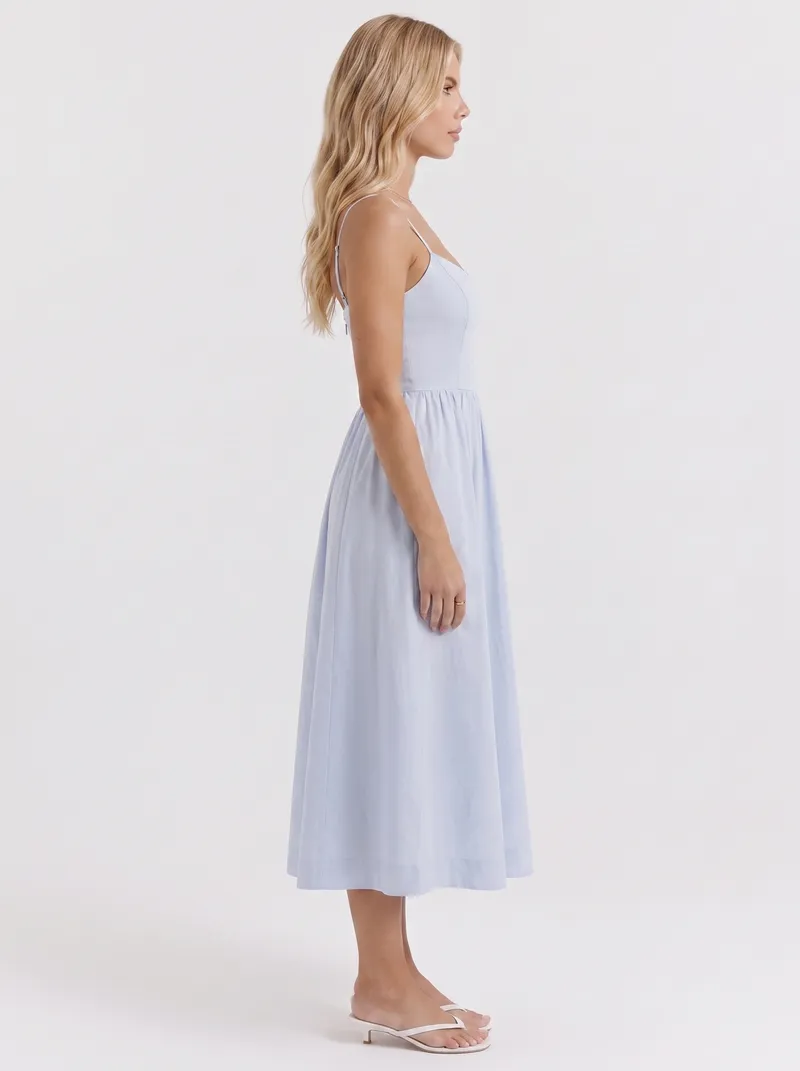 Birdie Flare Midi Dress - Light Blue