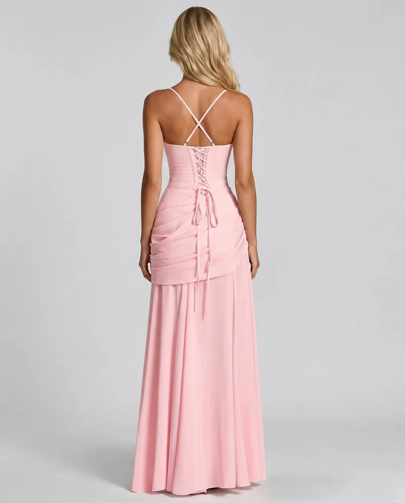 Charlotte Ruched Maxi Dress - Pink