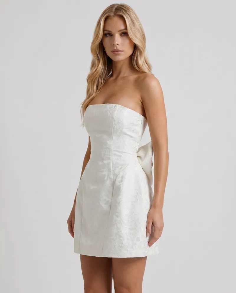 Eleonora Bow Mini Dress - Ivory