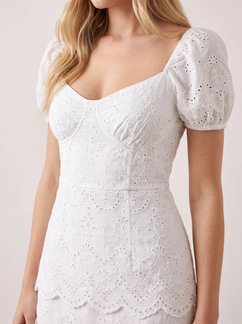 Madeleine Eyelet Mini Dress - White