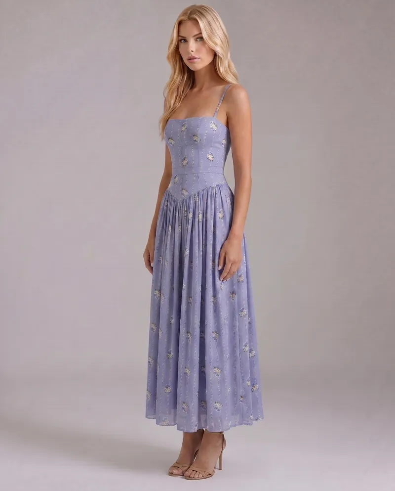 Cielle Floral Midi Dress - Daisies Print