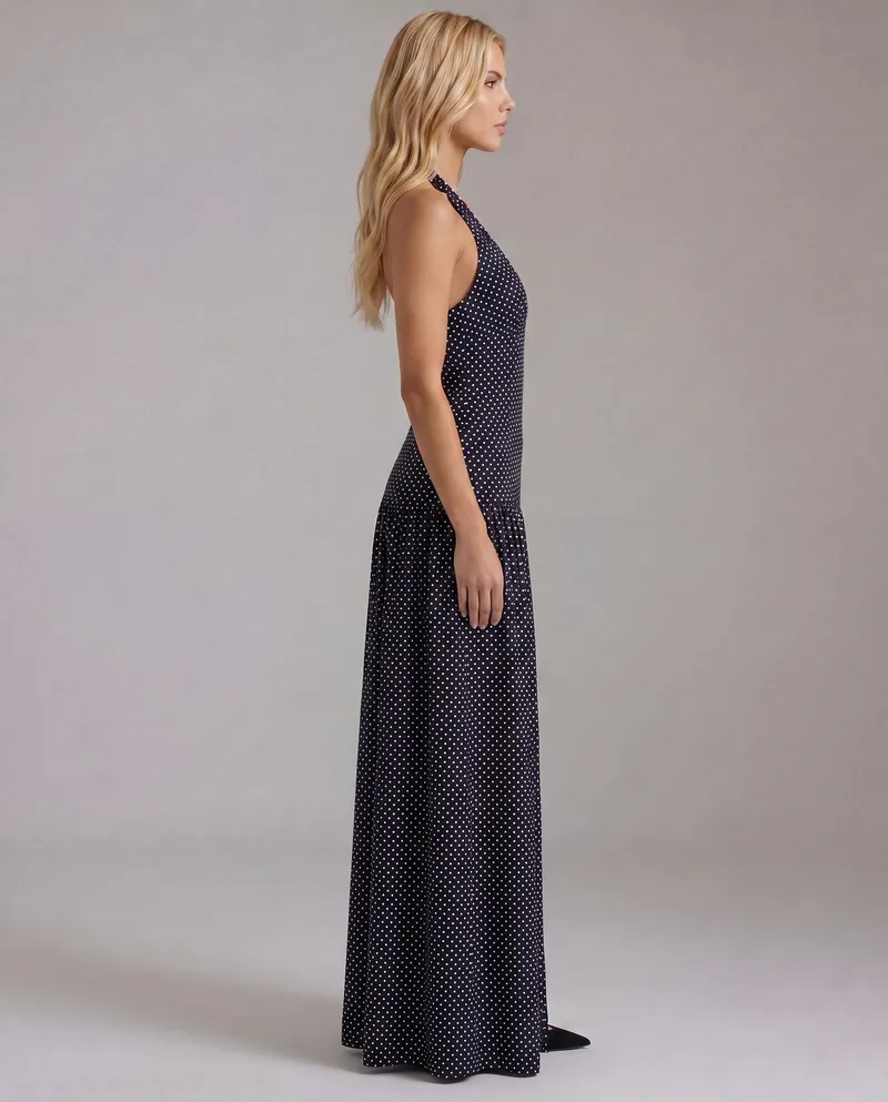 Margot Polka Dot Halter Mini Dress - Black