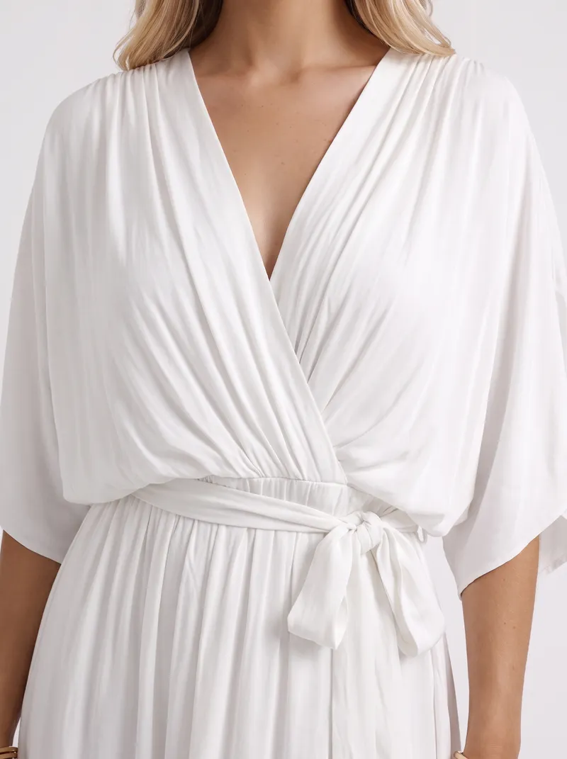 Lucienne Wrap Midi Dress - White