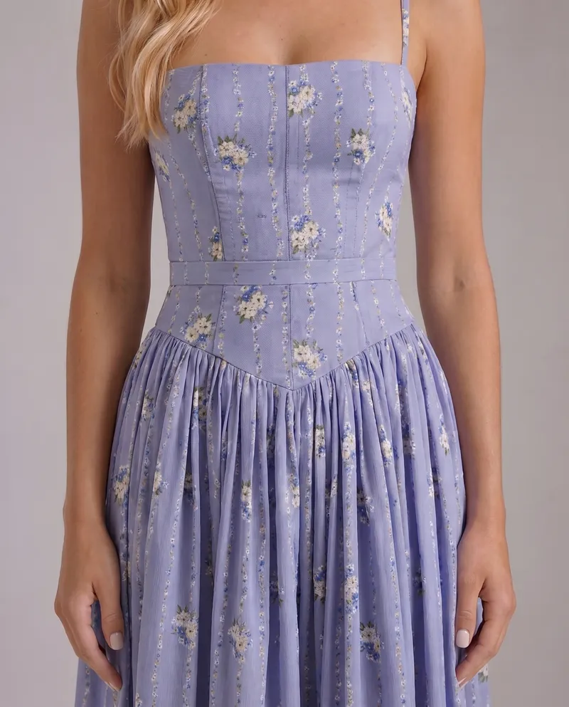 Cielle Floral Midi Dress - Daisies Print