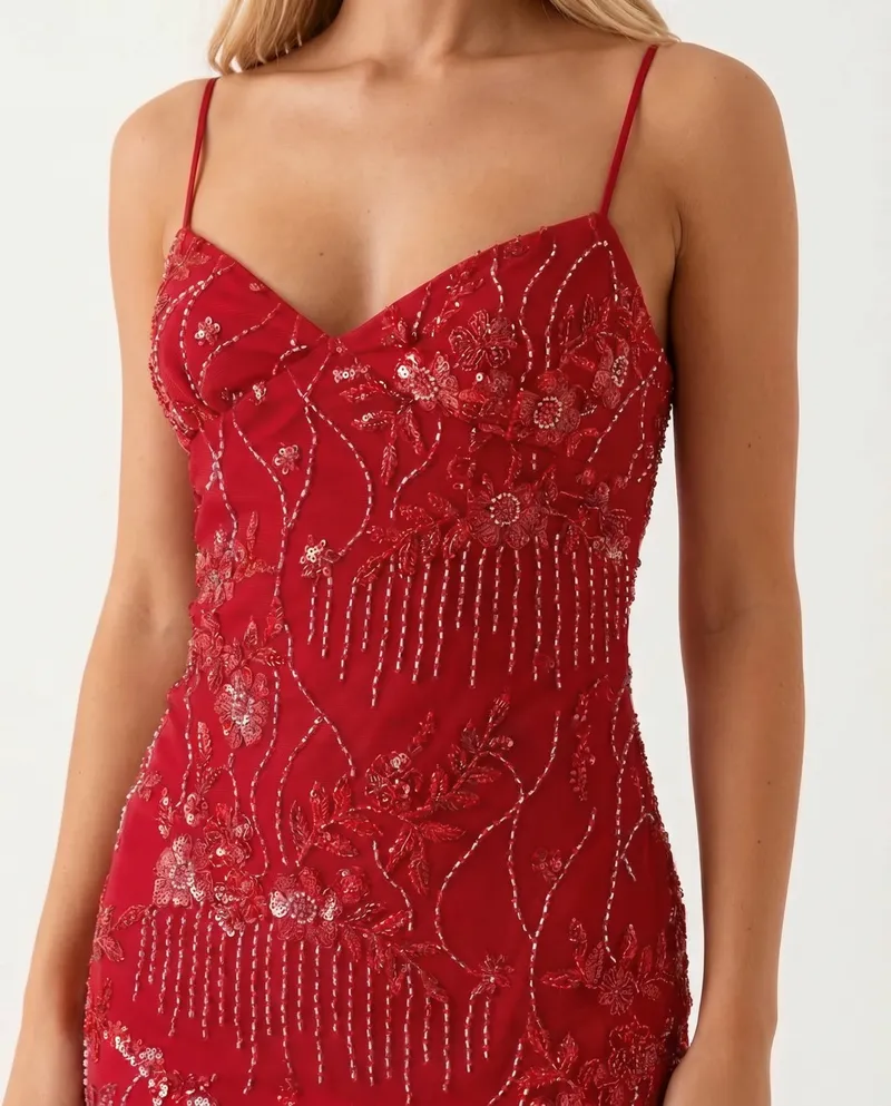 Astrela Sequin Mini Dress - Red