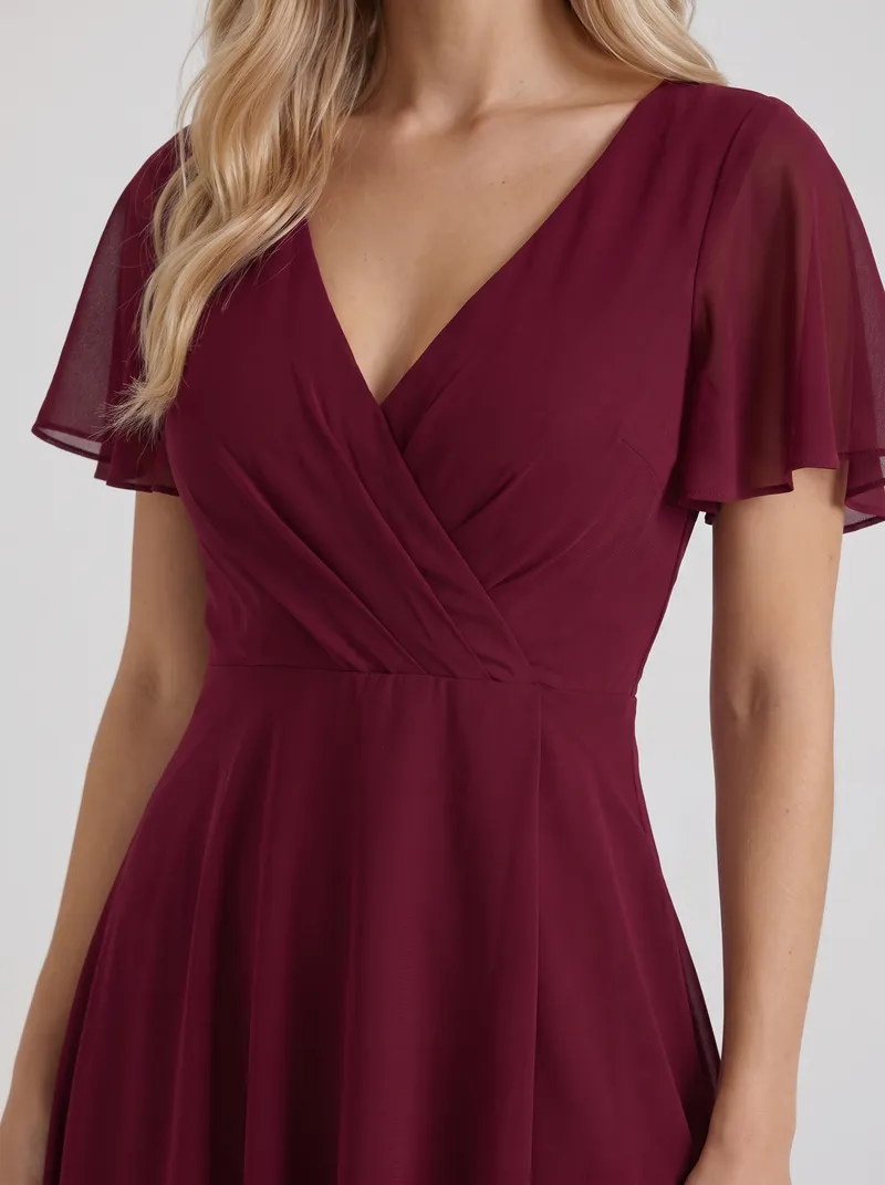 Calliope Ruffle Midi Dress - Red